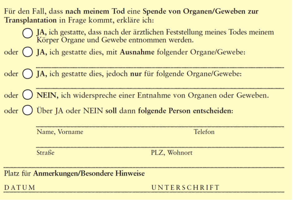 Organspendeausweis