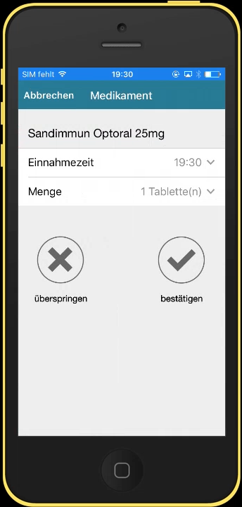 Einnahme bestätigen