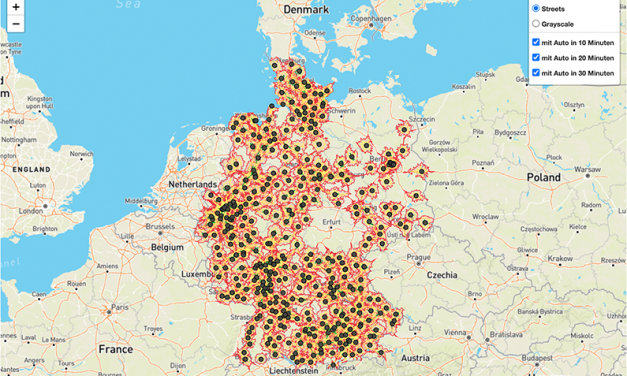 Landkarte mit Corona-Impfzentren